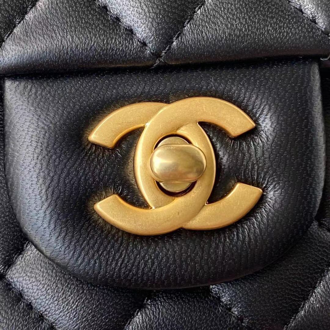CHANEL MINI FLAP BAG WITH TOP HANDLE BLACK AS2431 - Image 5