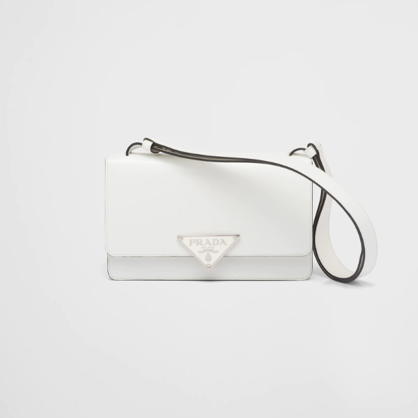 PRADA EMBLÈME BRUSHED-LEATHER BAG WHITE 1BD321_ZO6_F0PG7_V_OTO