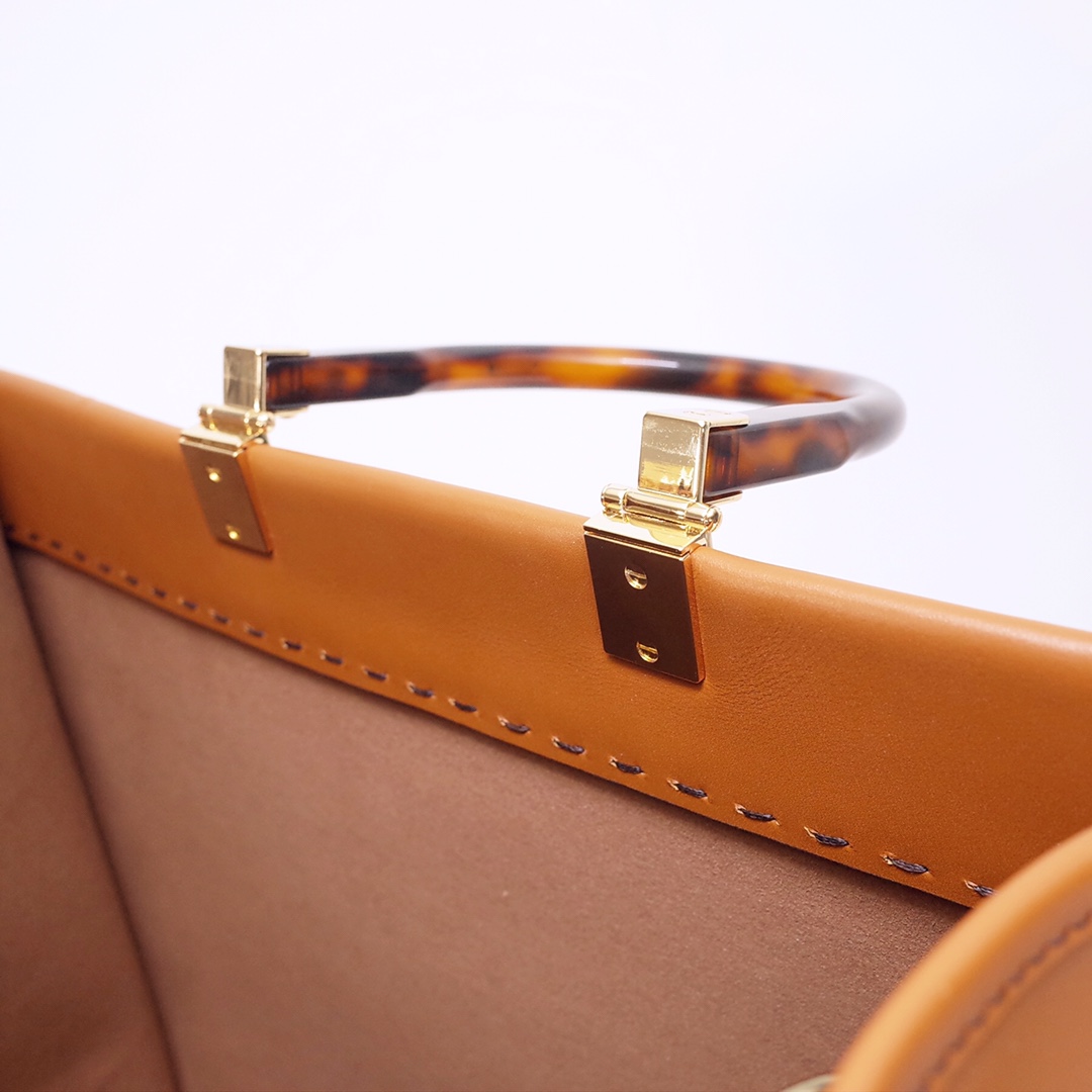 FENDI SUNSHINE LARGE BROWN LEATHER SHOPPER 40CM 8BH372ABVLF0PWZ - Image 5