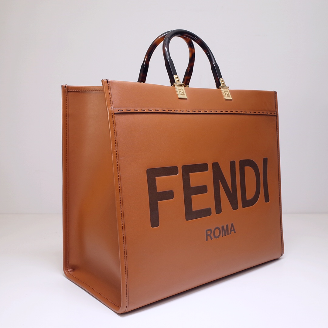 FENDI SUNSHINE LARGE BROWN LEATHER SHOPPER 40CM 8BH372ABVLF0PWZ - Image 2