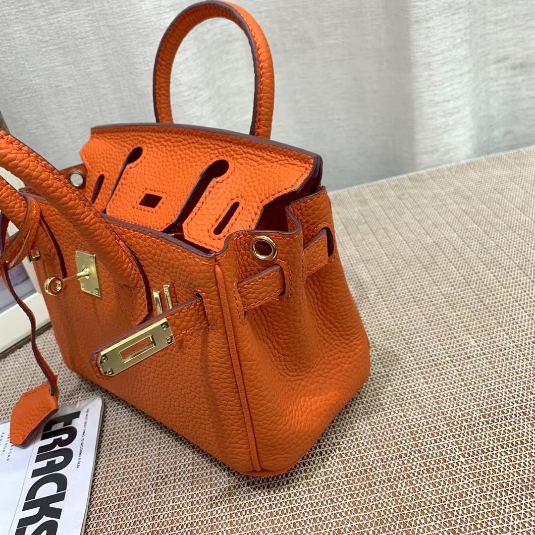 HERMES BIRKIN MINI GOLD HARDWARE EPSOM ORANGE 20CM - Image 8
