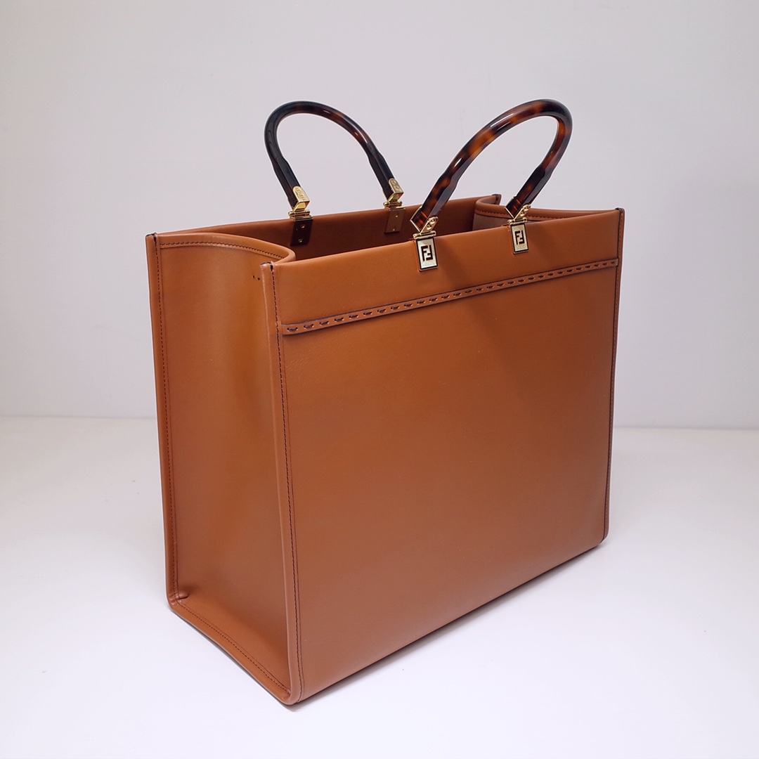 FENDI SUNSHINE LARGE BROWN LEATHER SHOPPER 40CM 8BH372ABVLF0PWZ - Image 3