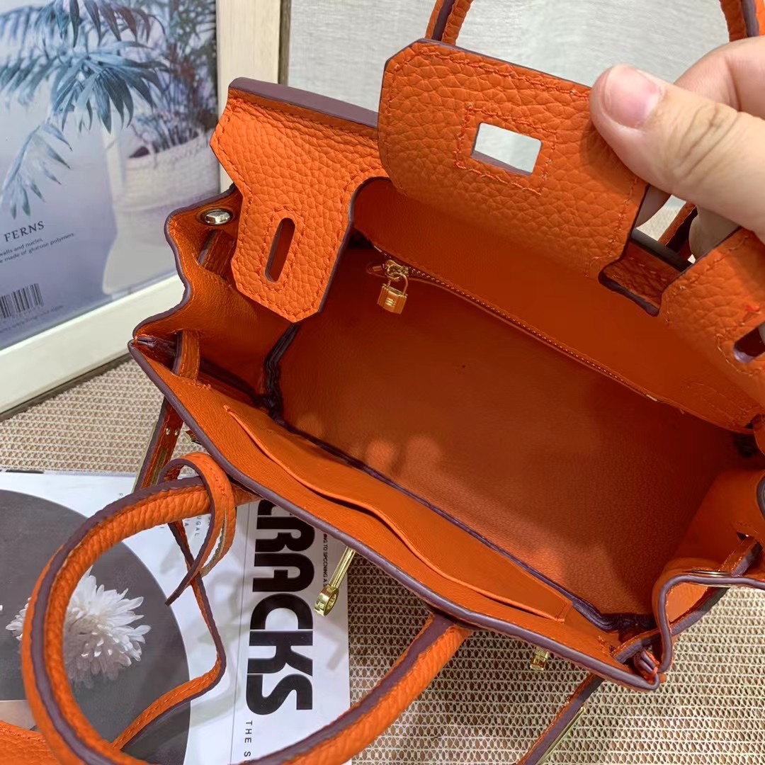 HERMES BIRKIN MINI GOLD HARDWARE EPSOM ORANGE 20CM - Image 9