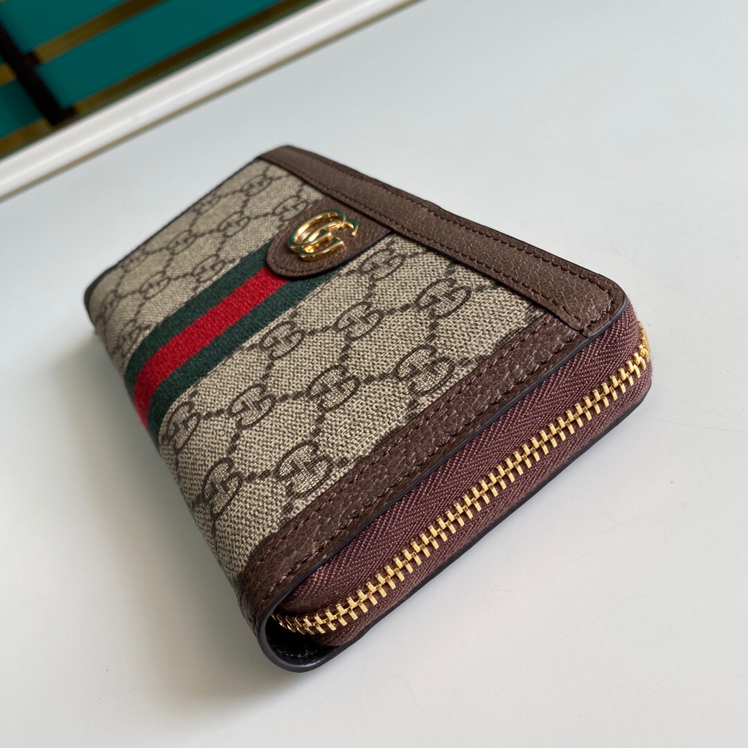 GUCCI OPHIDIA ZIP AROUND WALLET 19.5CM BROWN 523154 96IWG 8745 - Image 5