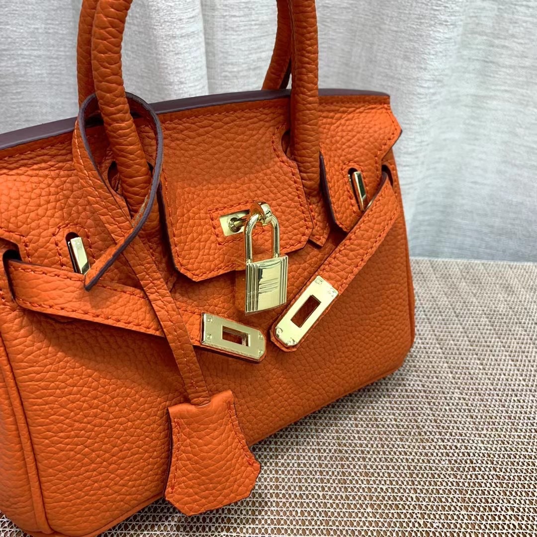 HERMES BIRKIN MINI GOLD HARDWARE EPSOM ORANGE 20CM - Image 3