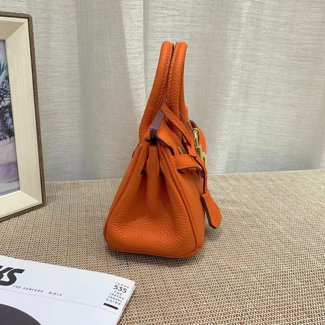 HERMES BIRKIN MINI GOLD HARDWARE EPSOM ORANGE 20CM - Image 4