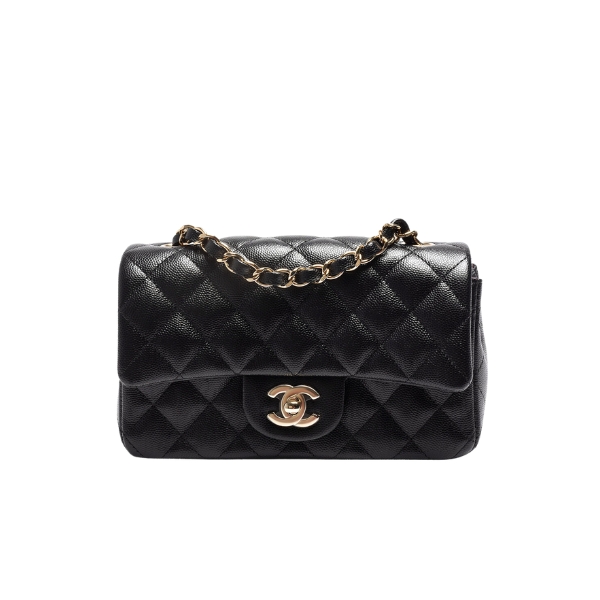 CHANEL CLASSIC FLAP CAVIAR BLACK CROSSBODY BAG 20CM
