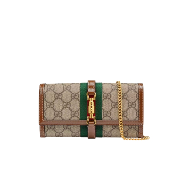 GUCCI JACKIE 1961 CHAIN WALLET BROWN 652681 HUHHG 8565