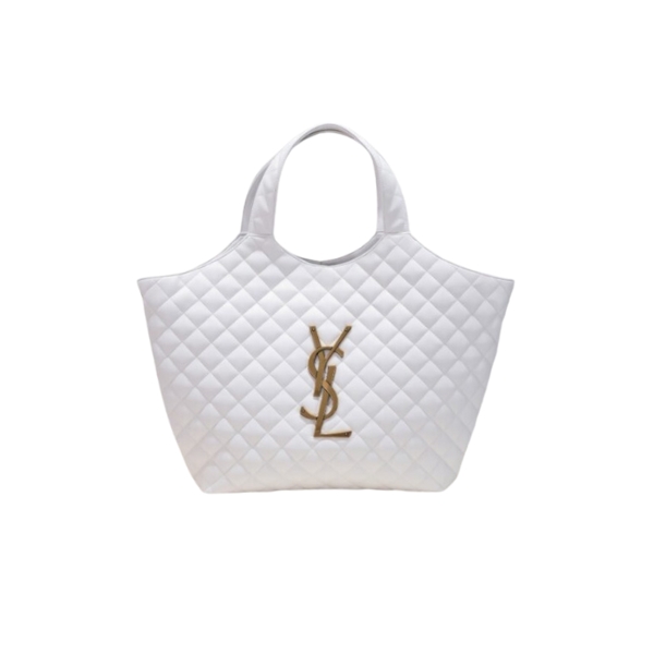 SAINT LAURENT ICARE MAXI SHOPPING BAG IN QUILTED 58CM WHITE 698651AAANG1000