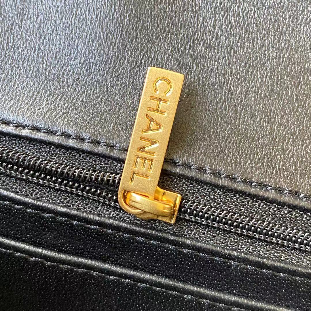 CHANEL MINI FLAP BAG WITH TOP HANDLE BLACK AS2431 - Image 7