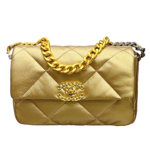 CHANEL 19 FLAP BAG IN GOLD 25CM