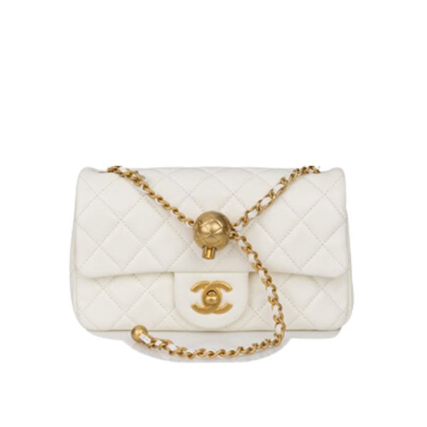CHANEL QUILTED MINI CC RECTANGULAR FLAP BAG 20CM WHITE