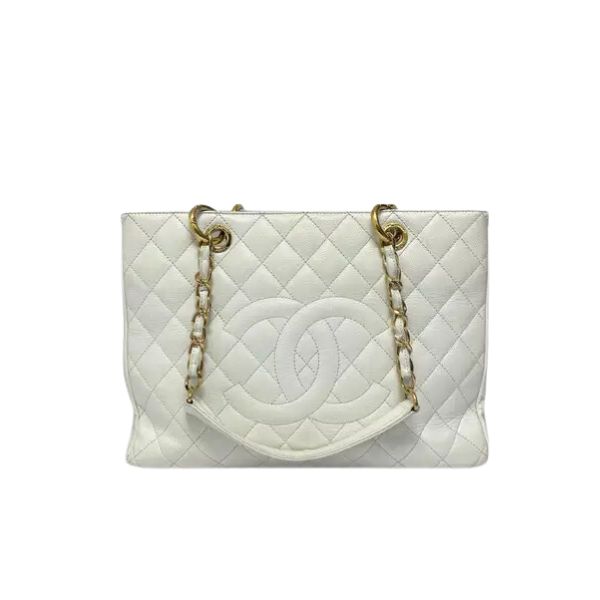 CHANEL BOLSA GRAND TOTE GOLD HARDWARE WHITE 33CM