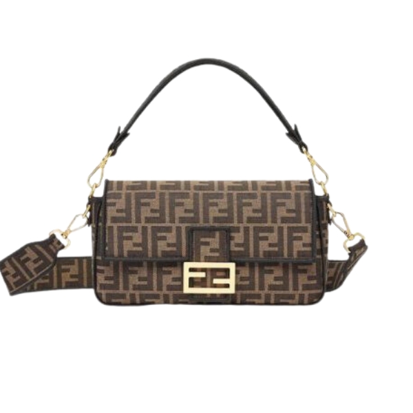 FENDI BAGUETTE JACQUARD FF FABRIC BAG 26CM 8BR600A6V5F17U4