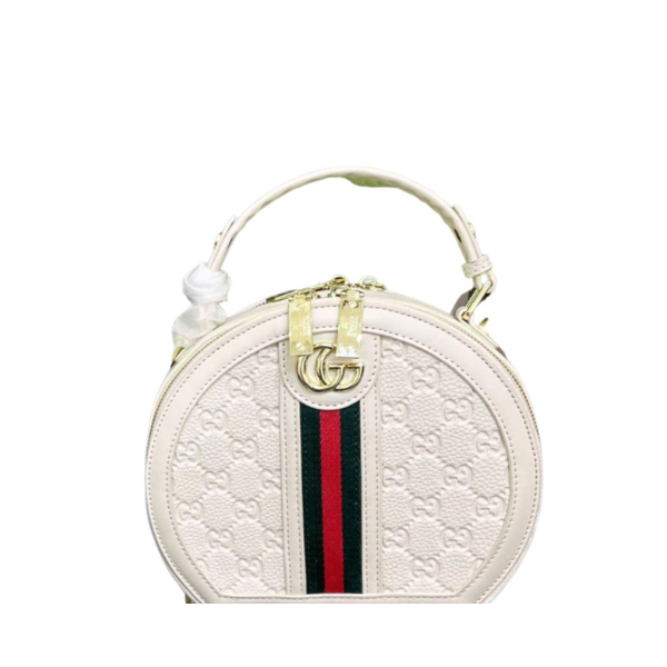 GUCCI OPHIDIAN ROUND BAG WHITE 20CM