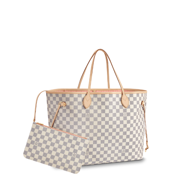 LOUIS VUITTON NEVERFULL GM DAMIER AZUR AND LIGHT PINK 40CM N41604