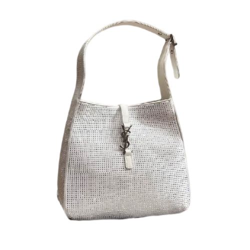 SAINT LAURENT LE 5 A 7 SUPPLE HOBO BAG WHITE 27CM