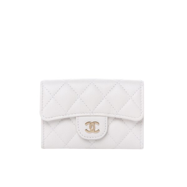 CHANEL CLASSIC CARD HOLDER WALLET WHITE AP0214