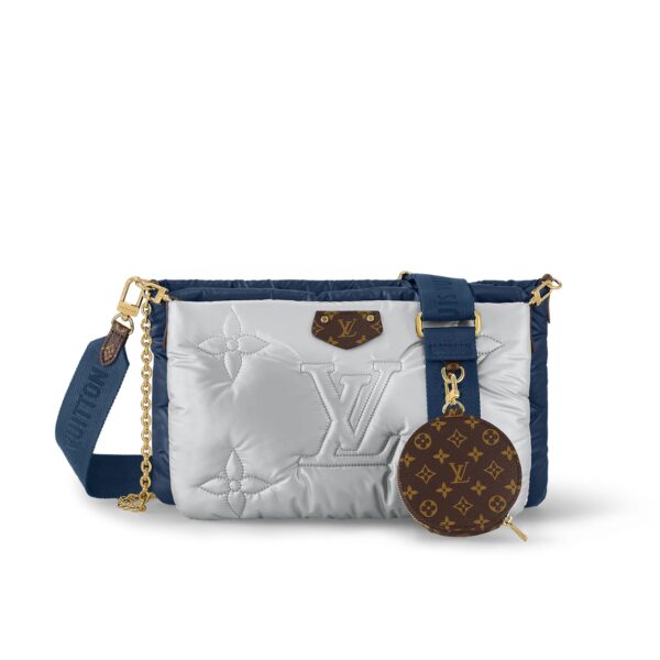 LOUIS VUITTON MAXI MULTI POCHETTE ACCESSOIRES NAVY AND SILVER 23CM M21057