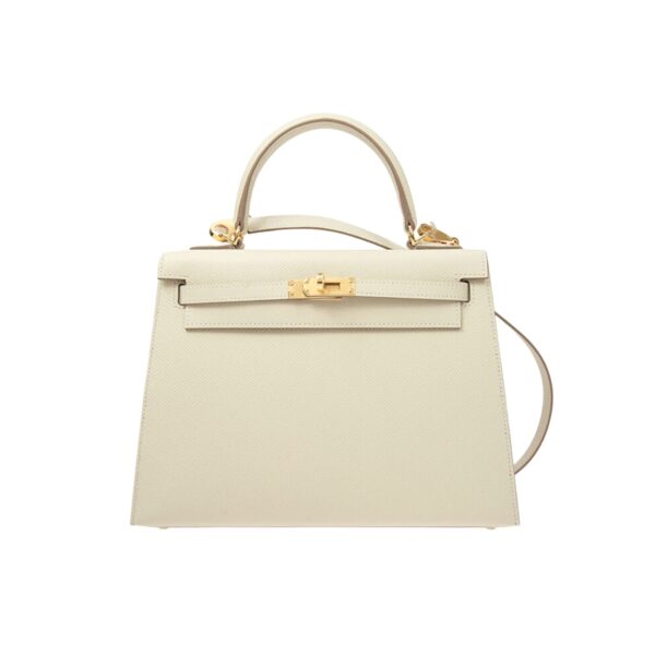 HERMES KELLY WHITE SELLIER ROUGE EPSOM GOLD HARDWARE 25CM