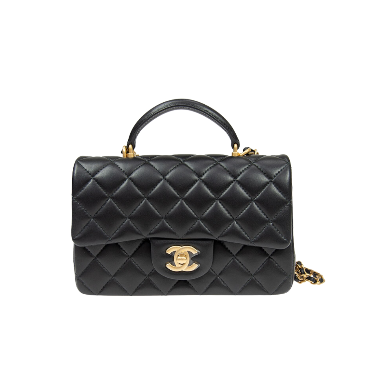 CHANEL MINI FLAP BAG WITH TOP HANDLE BLACK AS2431