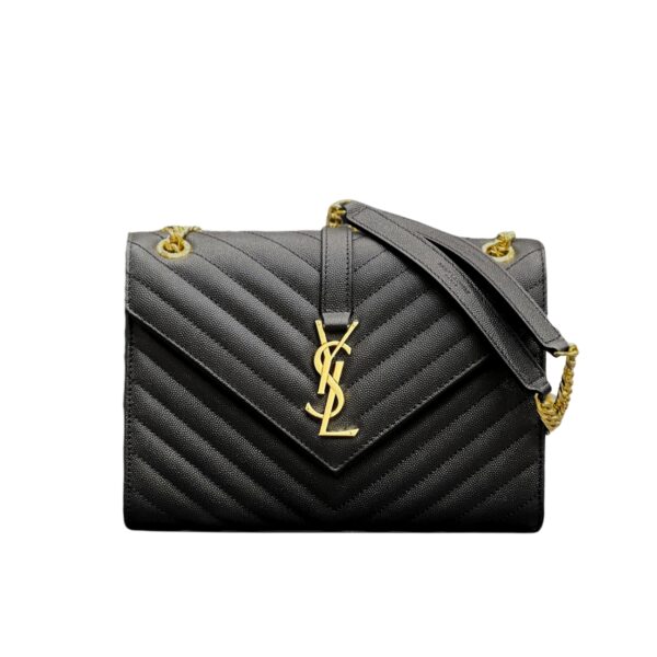 SAINT LAURENT CASSANDRE MATELASSÉ LEATHER FLAP BAG BLACK 24CM