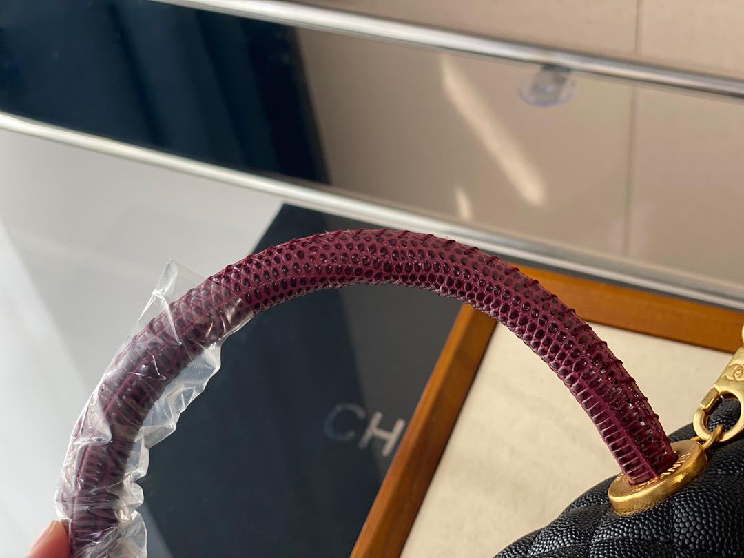 CHANEL MEDIUM COCO HANDLE BAG GOLD HARDWARE BLACK 23CM - Image 7