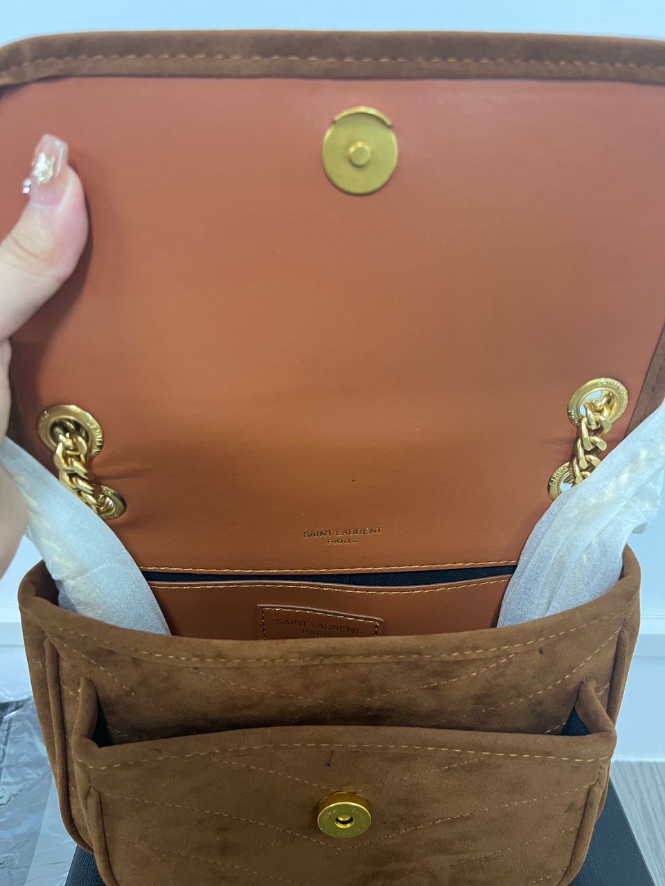 SAINT LAURENT NIKI BABY CHAIN BAG IN SUEDE BROWN 6237483 - Image 3