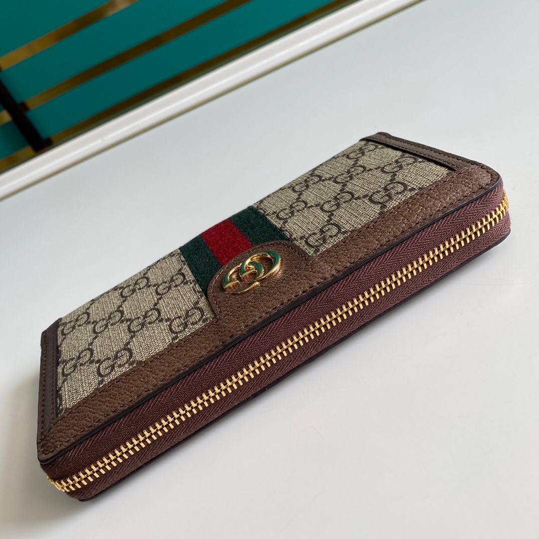 GUCCI OPHIDIA ZIP AROUND WALLET 19.5CM BROWN 523154 96IWG 8745 - Image 3