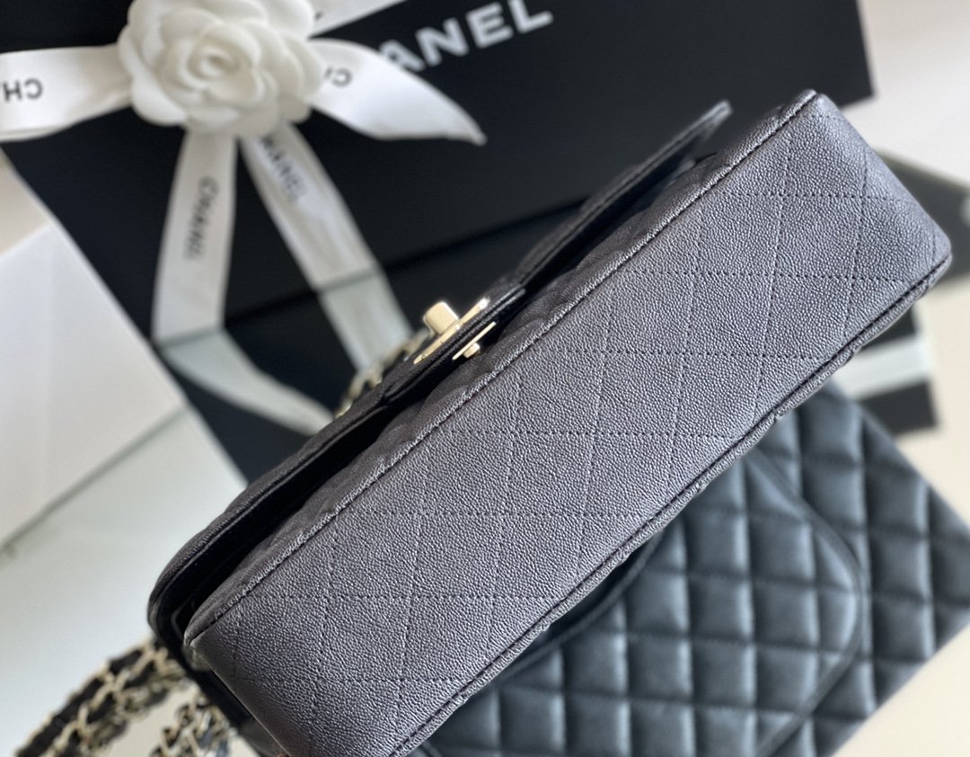 CHANEL CLASSIC GRAIN SILVER HARDWARE HANDBAG BLACK A01112 - Image 5