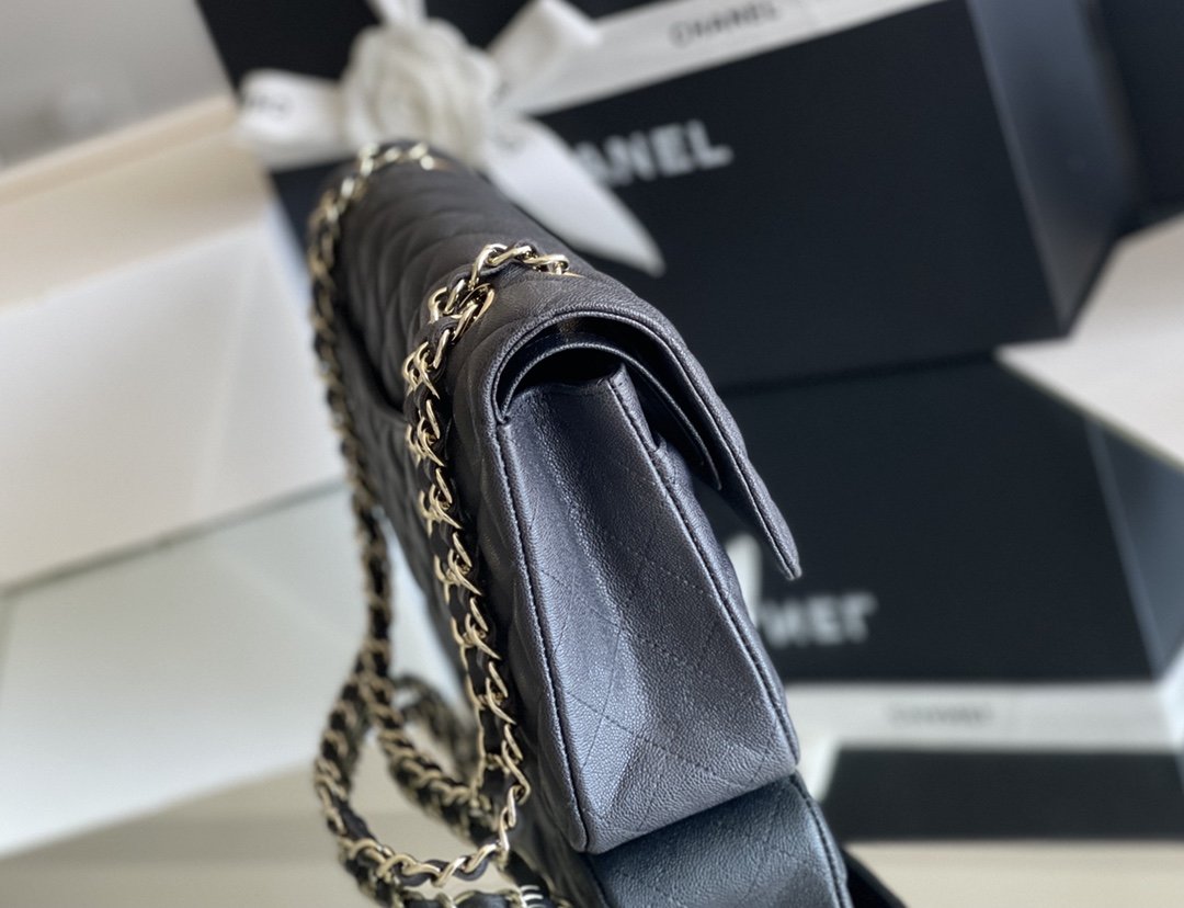 CHANEL CLASSIC GRAIN SILVER HARDWARE HANDBAG BLACK A01112 - Image 4