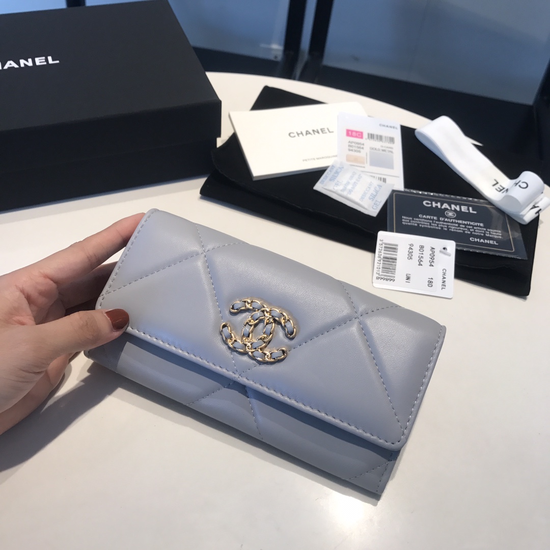 CHANEL 19 LONG FLAP WALLET GREY AP0955 - Image 3