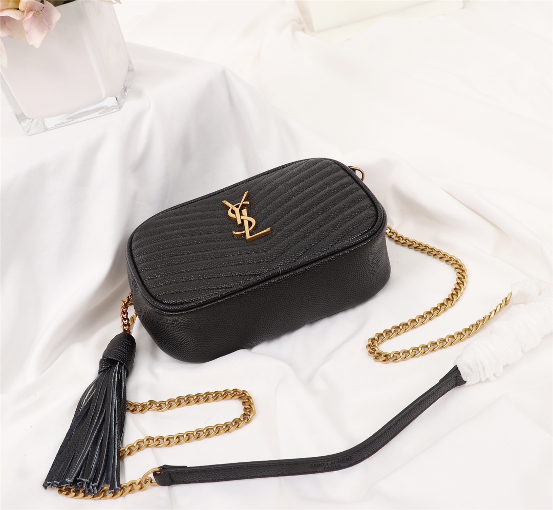 SAINT LAURENT LOU CAMERA BAG IN QUILTED LEATHER GOLD HARDWARE BLACK 18CM - Image 5