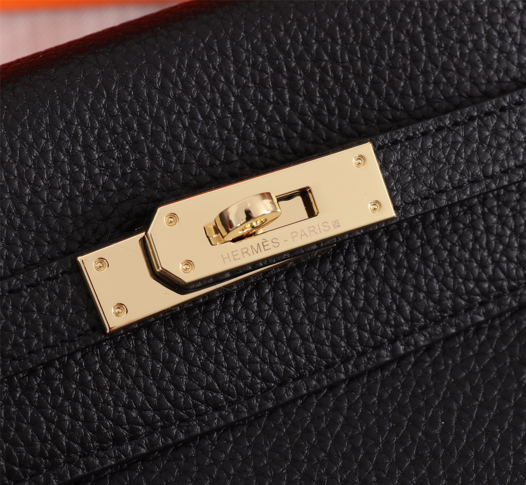 HERMES KELLY BLACK SELLIER ROUGE EPSOM GOLD HARDWARE 25CM - Image 3