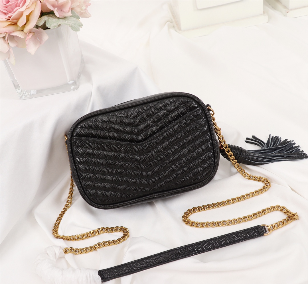 SAINT LAURENT LOU CAMERA BAG IN QUILTED LEATHER GOLD HARDWARE BLACK 18CM - Image 6