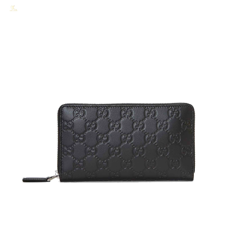 GUCCI GG SIGNATURE ZIP WALLET BLACK 19CM 625558 1W3AN 1000