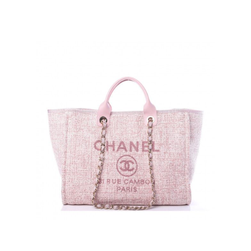 CHANEL DEAUVILLE SHOPPING TOTE BAG PINK 37CM