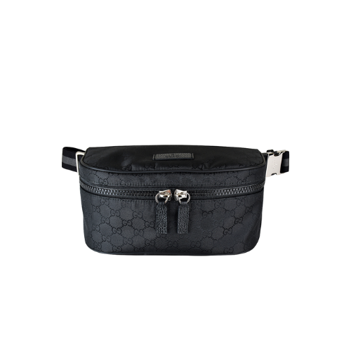 GUCCI FANNY PACK BELT BAG MONOGRAM GG BLACK 27CM