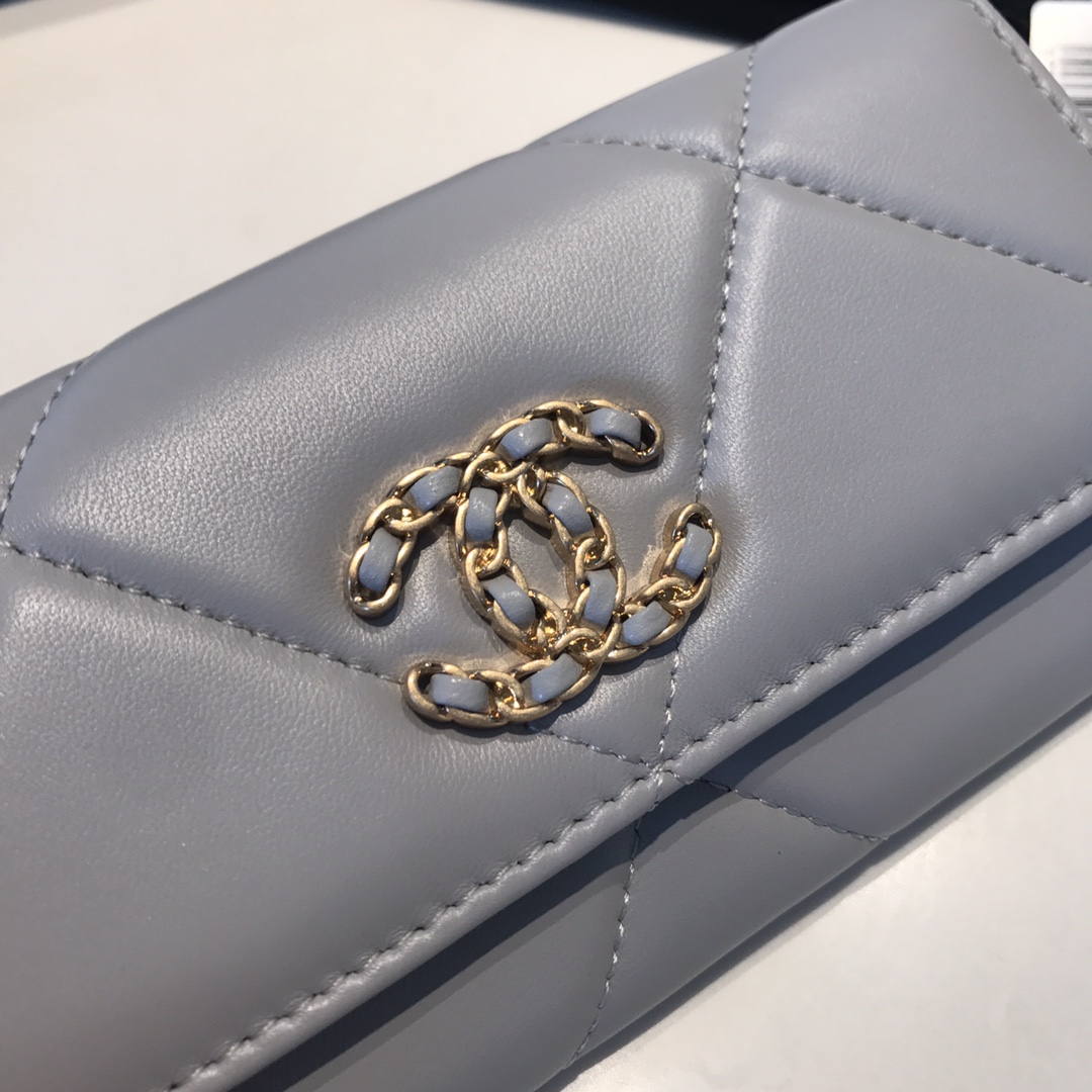 CHANEL 19 LONG FLAP WALLET GREY AP0955 - Image 6