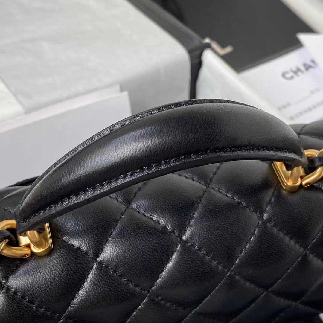 CHANEL MINI FLAP BAG WITH TOP HANDLE BLACK AS2431 - Image 8
