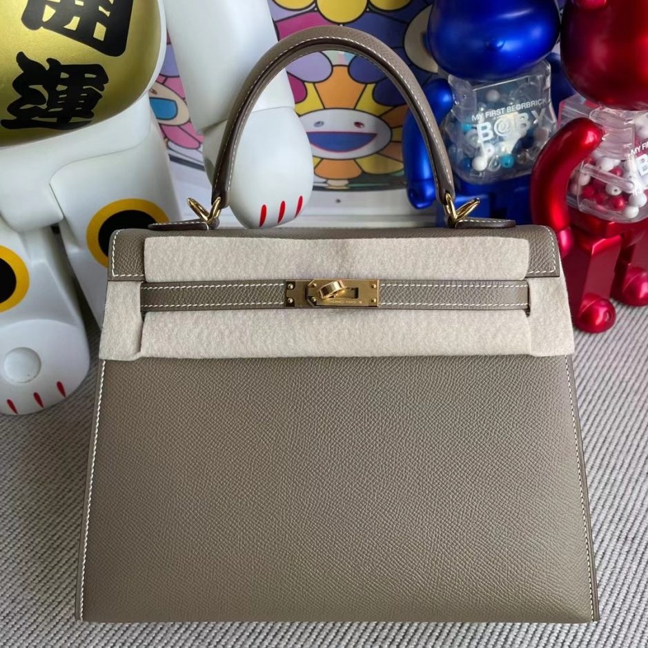 HERMES KELLY EPSOM CK18 ETOUPE GOLD HARDWARE 25CM - Image 2