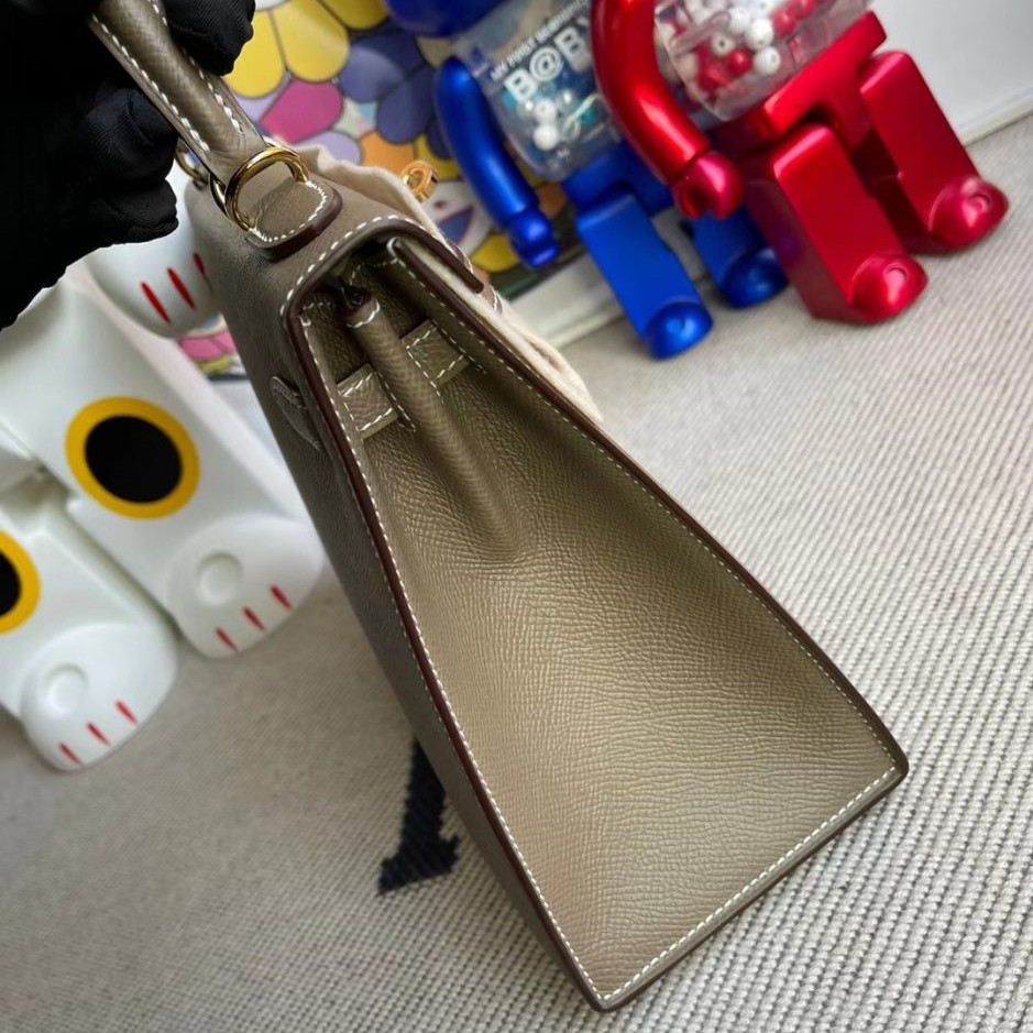 HERMES KELLY EPSOM CK18 ETOUPE GOLD HARDWARE 25CM - Image 4