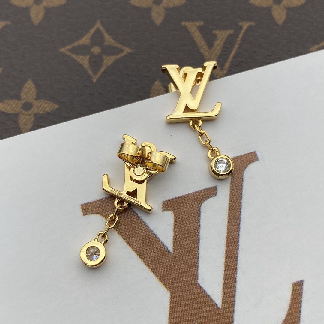 LOUIS VUITTON GOLD AND DIAMOND EARRINGS Q96495 - Image 3
