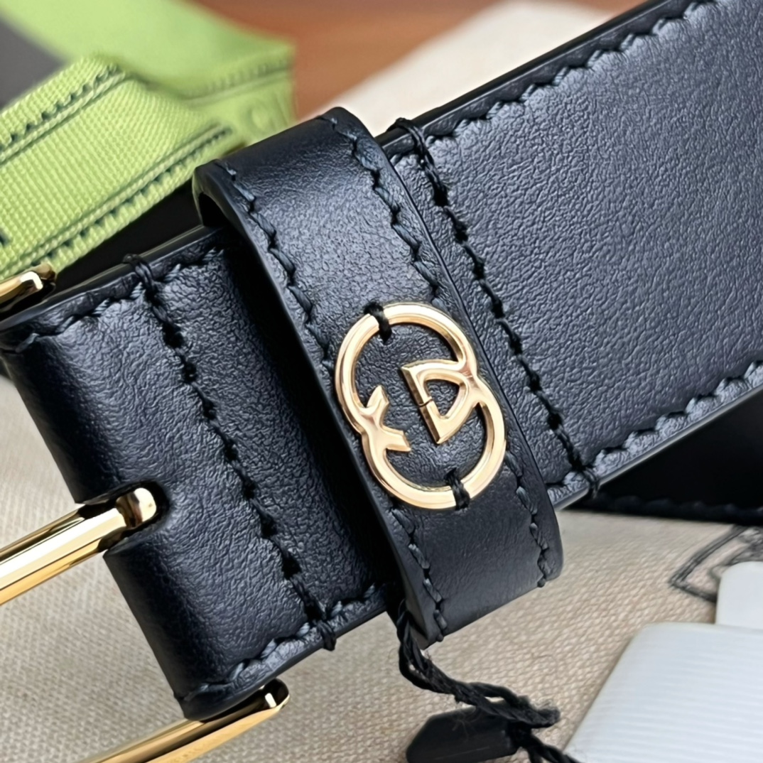GUCCI BLACK BELT WITH SQUARE BUCKLE AND INTERLOCKING G 35MM - Image 3