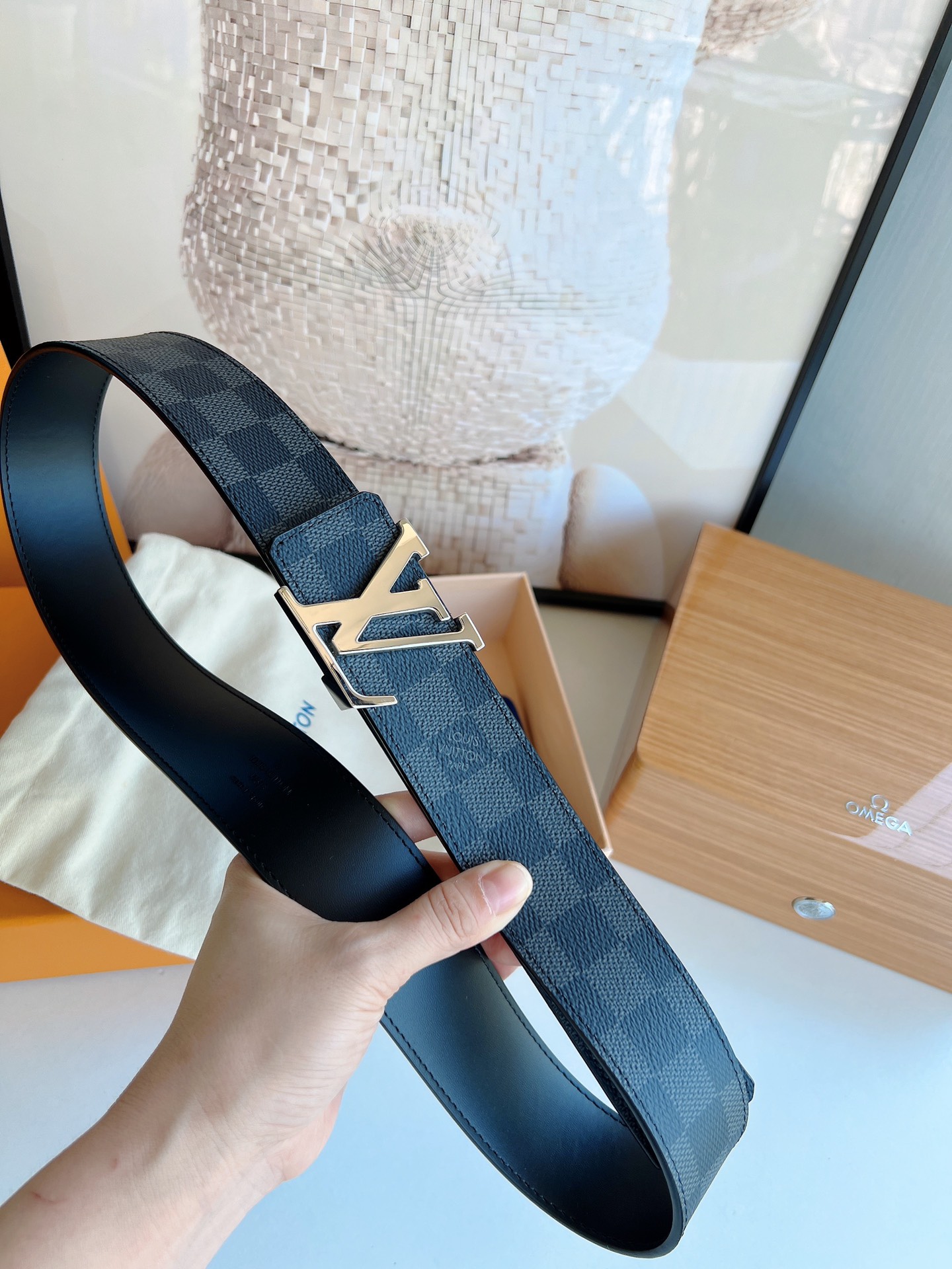 LOUIS VUITTON LV INITIALES REVERSIBLE BELT NAVY 40CM - Image 6