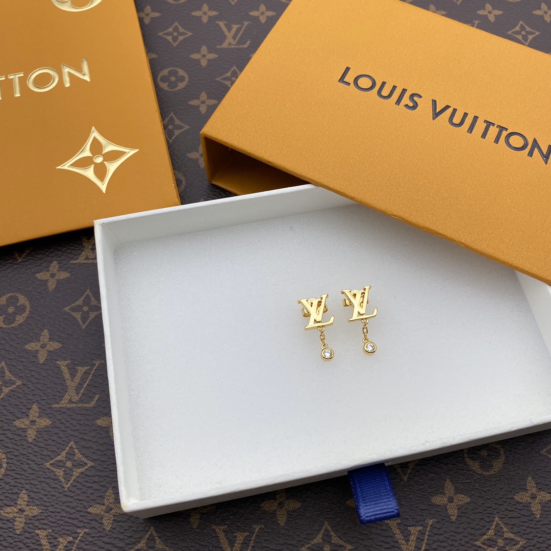 LOUIS VUITTON GOLD AND DIAMOND EARRINGS Q96495 - Image 5