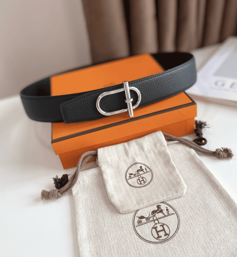 HERMES REVERSIBLE LEATHER BELT BLACK 38MM - Image 3