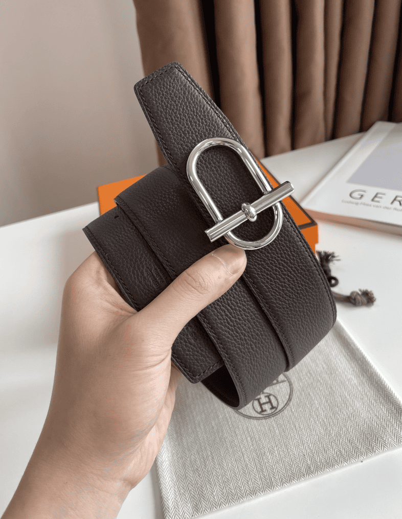 HERMES REVERSIBLE LEATHER BELT DARK BROWN 38MM - Image 2