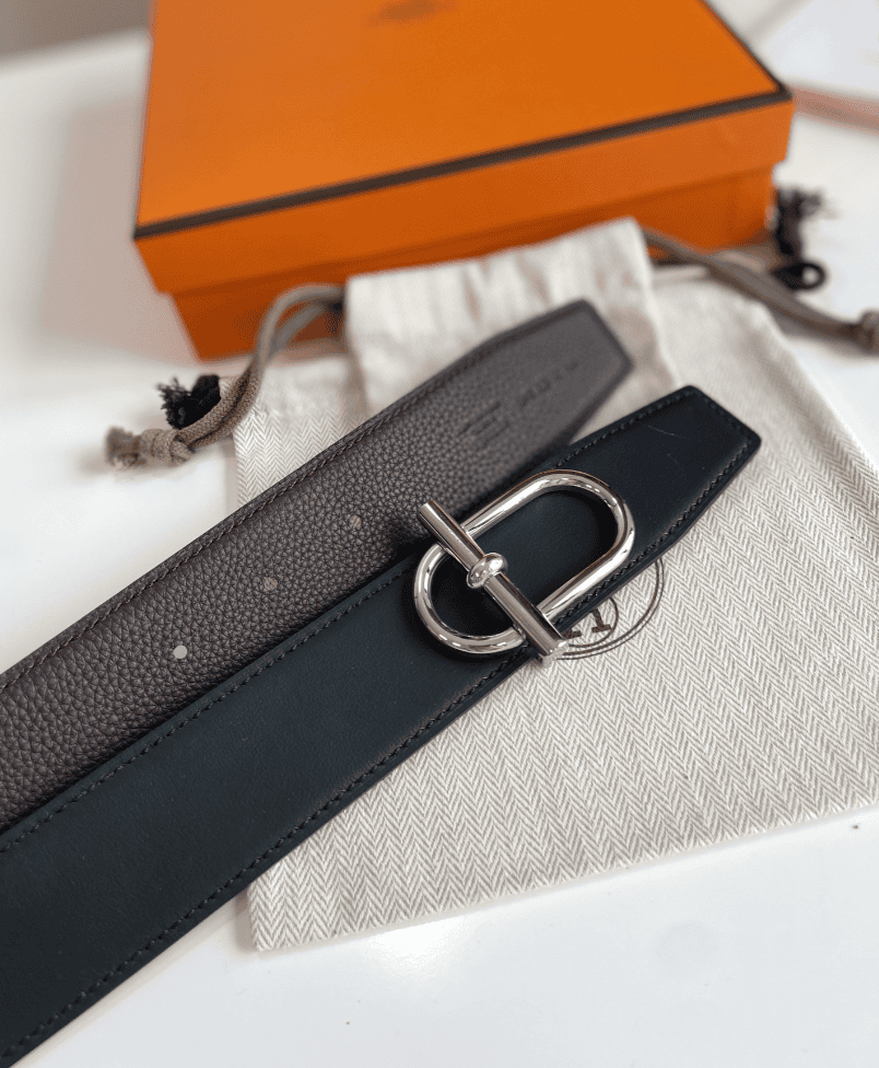 HERMES REVERSIBLE LEATHER BELT DARK BROWN 38MM - Image 3