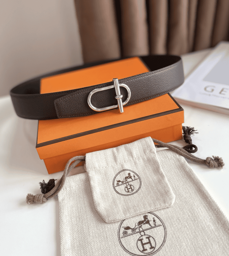 HERMES REVERSIBLE LEATHER BELT DARK BROWN 38MM - Image 4